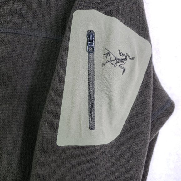 Arc'teryx Men's Sm Dark Olive Green Polartec Full Zip Knit Fleece Sweater Jacket - Picture 3 of 9